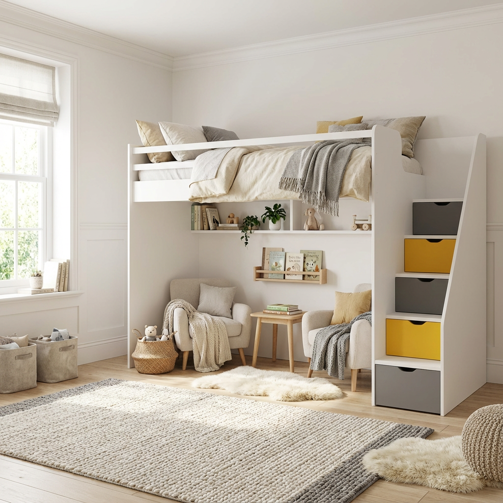 Hochbett Neo mit Treppe Gelb 3