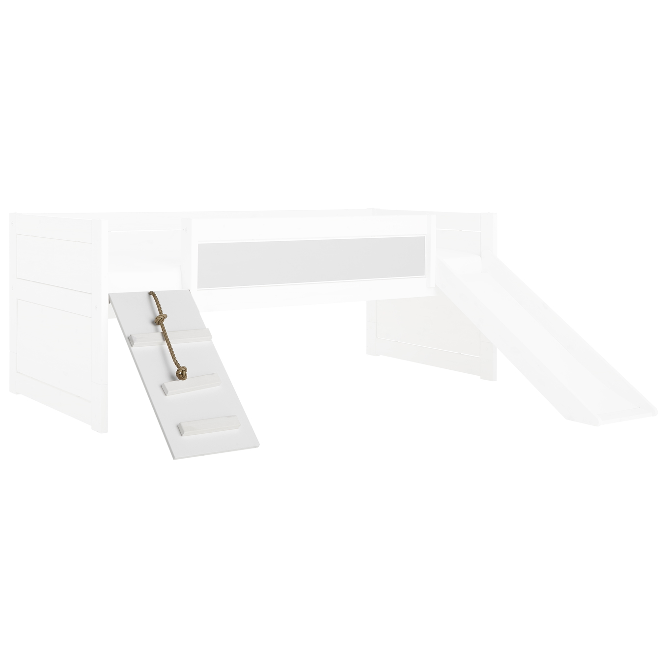 Laufplanke mit Tau für Kojenbett Weiss lasiert